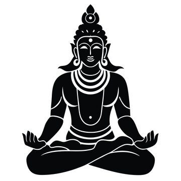 lord ayyappa idol sitting pose logo style flat color