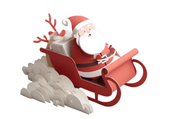 cute santa claus sitting in his sleigh