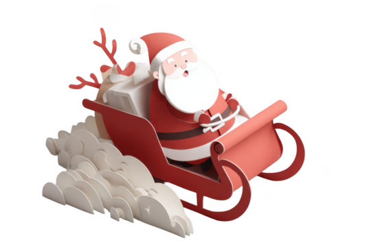 cute santa claus sitting in his sleigh