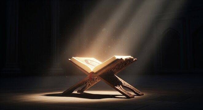 Spiritual Glow of Divine Light on the Open Quran