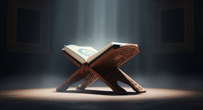 Open Holy Quran Bathed in Divine Light