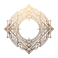 Obraz premium geometric golden frames deep outline elegant metallic foil effect, geometric shape.