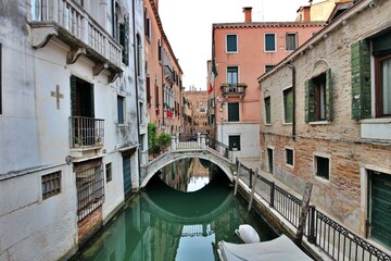 Old town, canal and old bridge in the San Marco district of Venice, Italy