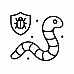 Fototapeta premium Icon of a worm with a shield symbolizing protection against pests 