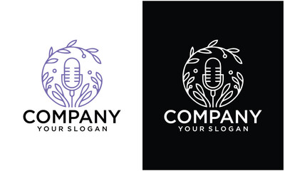 Creative podcast logo with microphone icon for vlogger youtube