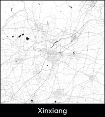 Xinxiang city map, China - Topographic vector map poster
