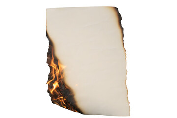 Burning paper with flames and scorched edges symbolizing destruction and fire hazard concept