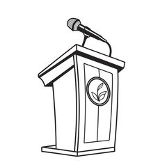 Illustration of a podium with microphone, perfect for presentations, speeches, and public speaking events, simple drawing