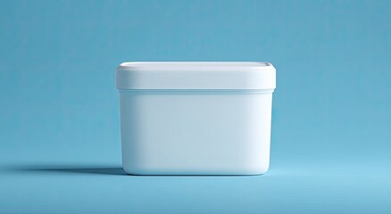 Blank white square container on a light-blue background