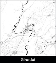Girardot city map, Colombia - Topographic vector map poster