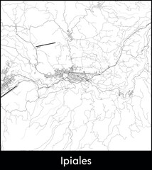 Ipiales city map, Colombia - Topographic vector map poster