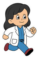 Cute Girl Doctor Cartoon Illustration
