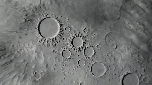 High-resolution grayscale zoom in showcasing numerous craters on the lunar surface, detailed texture, aerial perspective, exhibiting a monochrome color palette and depicting a
