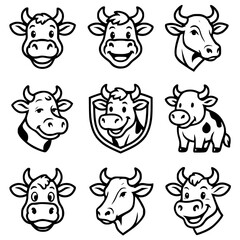 Fototapeta premium Logo or Icon, cow vector, outline version, vector SVG, transparent PNG