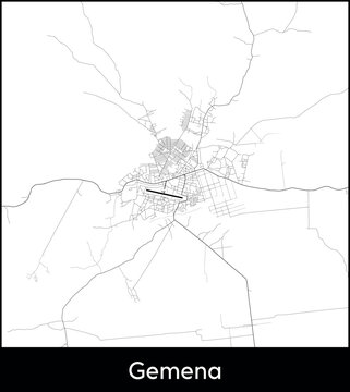 Gemena city map, Democratic Republic of the Congo - Topographic vector map poster