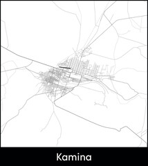 Obraz premium Kamina city map, Democratic Republic of the Congo - Topographic vector map poster