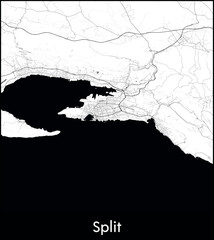Split city map, Croatia - Topographic vector map poster