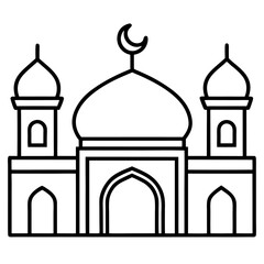 Mosque Icon with Dome, Crescent Moon, and Minarets