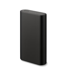 Fototapeta premium A black rectangular power bank isolated on a transparent background