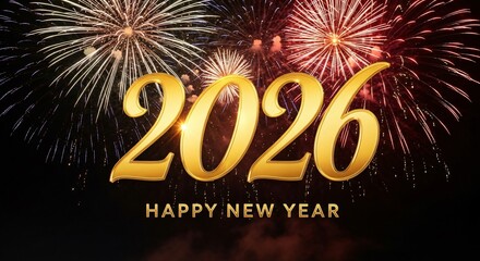 Celebrate a dazzling 2026 New Year with vibrant fireworks and golden glow for festive wishes