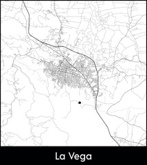 La Vega city map, Dominican Republic - Topographic vector map poster