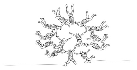 Naklejka premium Skydivers Team Performing a Formation in the Sky
