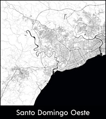 Santo Domingo Oeste city map, Dominican Republic - Topographic vector map poster