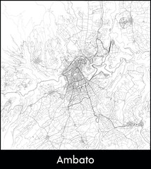 Naklejka premium Ambato city map, Ecuador - Topographic vector map poster