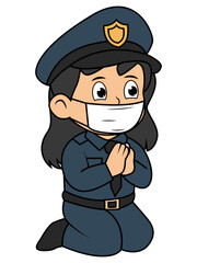 Cute Little Girl Police Cartoon