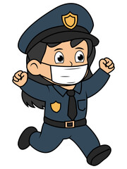 Cute Little Girl Police Cartoon