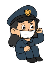 Cute Little Girl Police Cartoon