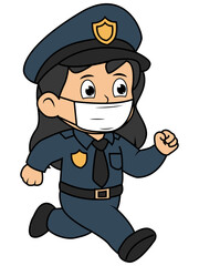 Cute Little Girl Police Cartoon