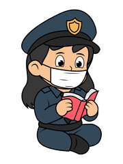 Cute Little Girl Police Cartoon