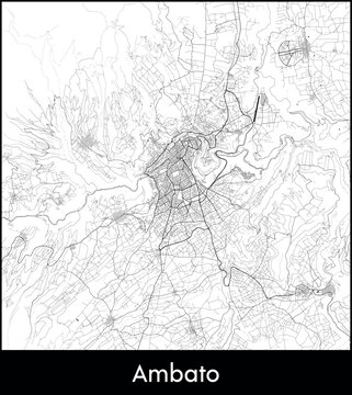Ambato city map, Ecuador - Topographic vector map poster