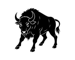 Fototapeta premium aggressive, Jumping, Angry, American, Bison Silhouette Vector Logo 
