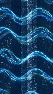 Vertical Video Fintech Waveform Lattice &mdash; 2D-Style Glowing Data Network, Clean Abstract Technology Background Animation 9:16