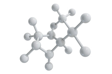 3d molecular structure model with white spheres connected by bonds chemistry science visualization