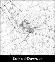 Naklejka premium Kafr ad Dawwar city map, Egypt - Topographic vector map poster