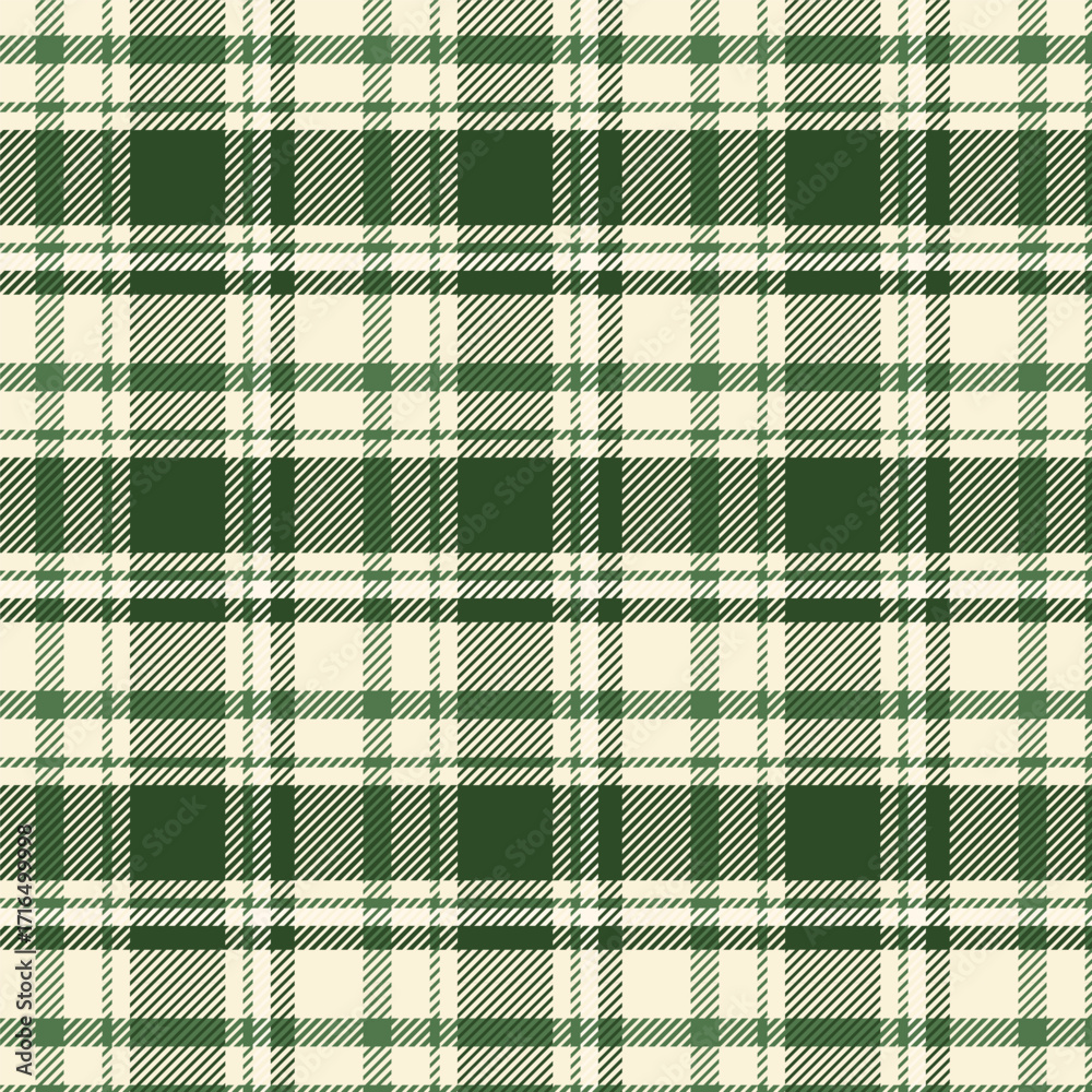 Wall mural plaid with twill weave repeat pattern.tartan checkered seamless pattern in green and beige.gingham g