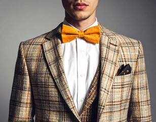 Man in a patterned suit and bow tie