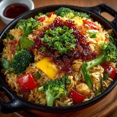 Spicy fried rice serving high resolution picture