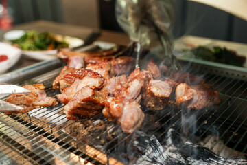 Chinese food. Grilled lamb ribs