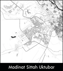 Obraz premium Madinat Sittah Uktubar city map, Egypt - Topographic vector map poster