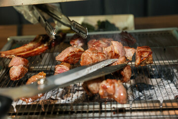 Chinese food. Grilled lamb ribs
