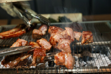 Chinese food. Grilled lamb ribs