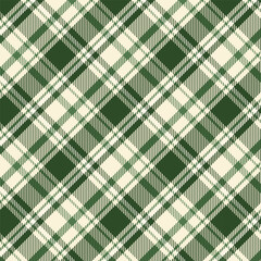 Plaid with twill weave repeat pattern.Tartan checkered seamless pattern in green and beige.Gingham geometric graphic vector illustration background design for fabric and prints.