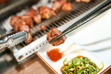 Chinese food. Grilled lamb ribs