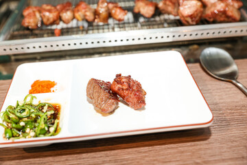 Chinese food. Grilled lamb ribs