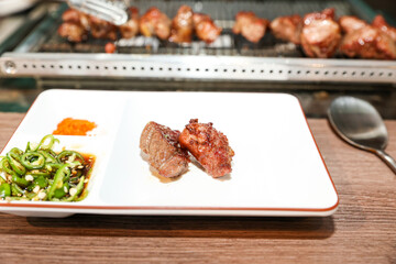 Chinese food. Grilled lamb ribs