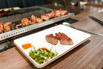 Chinese food. Grilled lamb ribs